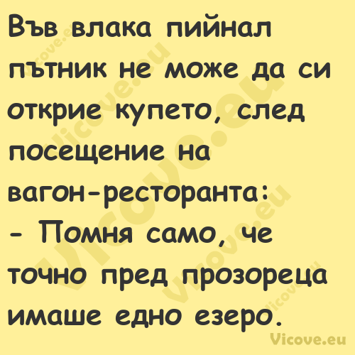 Във влака пийнал пътник не може...