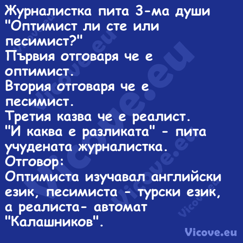 Журналистка пита 3 ма души "Опт...