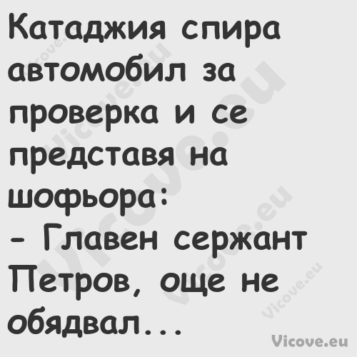 Катаджия спира автомобил за про...