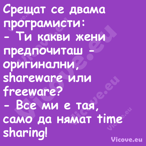 Срещат се двама програмисти: ...