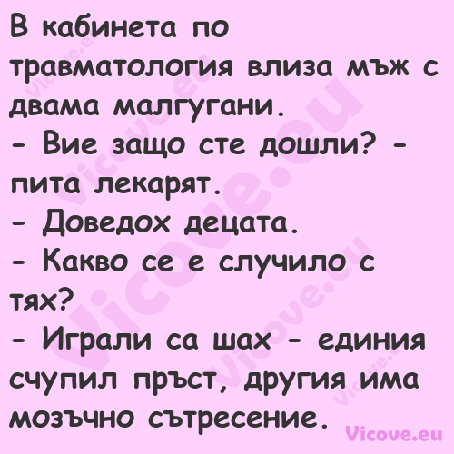 В кабинета по травматология вли...