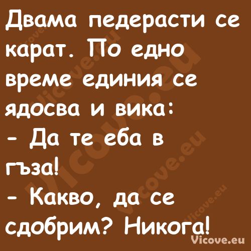 Двама педерасти се карат. По ед...