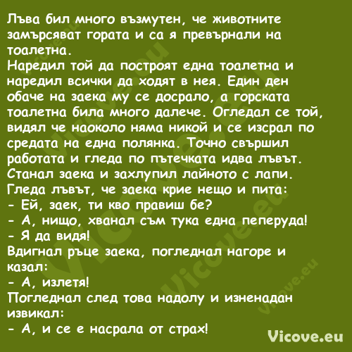 Лъва бил много възмутен, че жив...