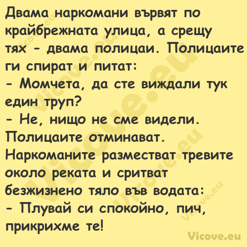 Двама наркомани вървят по крайб...