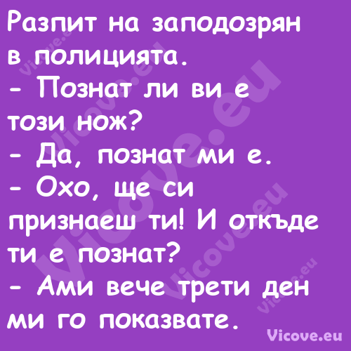 Разпит на заподозрян в полицият...