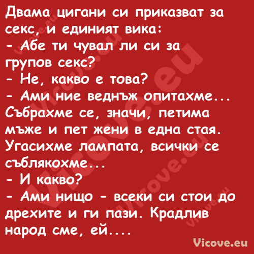 Двама цигани си приказват за се...