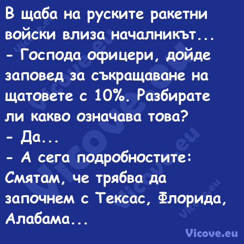 В щаба на руските ракетни войск...